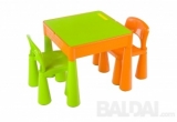 Vaikiškas baldų komplektas: stalas ir 2 kėdutės, oranžinis - žalias